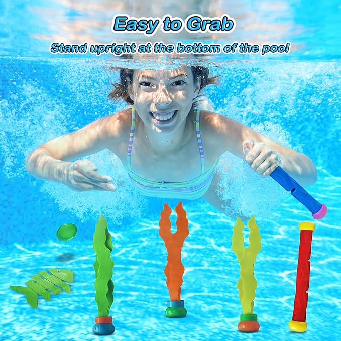 Jasonwell Pool Diving Toys Games - 31 PCS Swimming Pool Toys for Kids Teens with Diving Rings Dive Sticks Underwater Treasures Torpedo Bandits Fish Toy etc Fun Water Swim Toy for Boys Girls Adults
