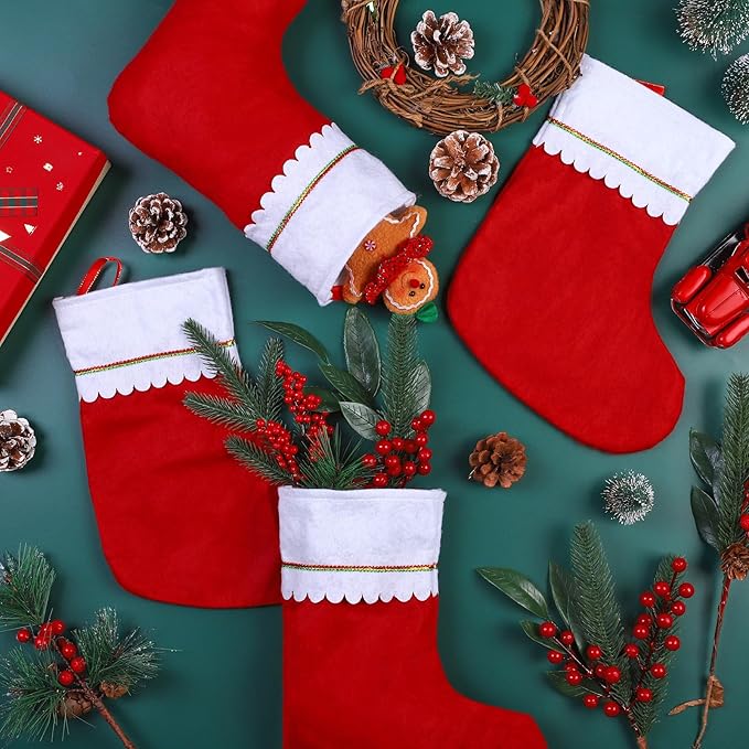 36 Pack Red Felt Christmas Stockings Bulk 15" Xmas Fireplace Hanging Stockings Christmas Holiday Decoration Stockings Party Favors Stockings for Xmas Decoration