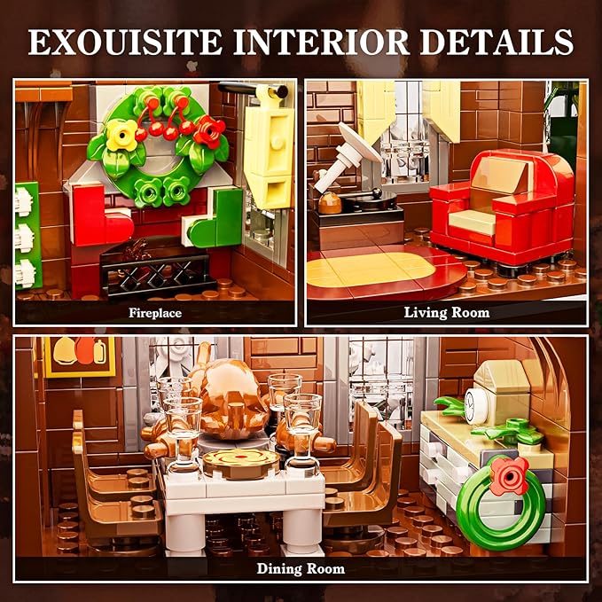 Little Women House Building Set with LED Light, Christmas Holiday Winter Snow House Kit, Compatible with Lego House Building Blocks Model Toys, Christmas or Festival Gifts (1445 PCS)