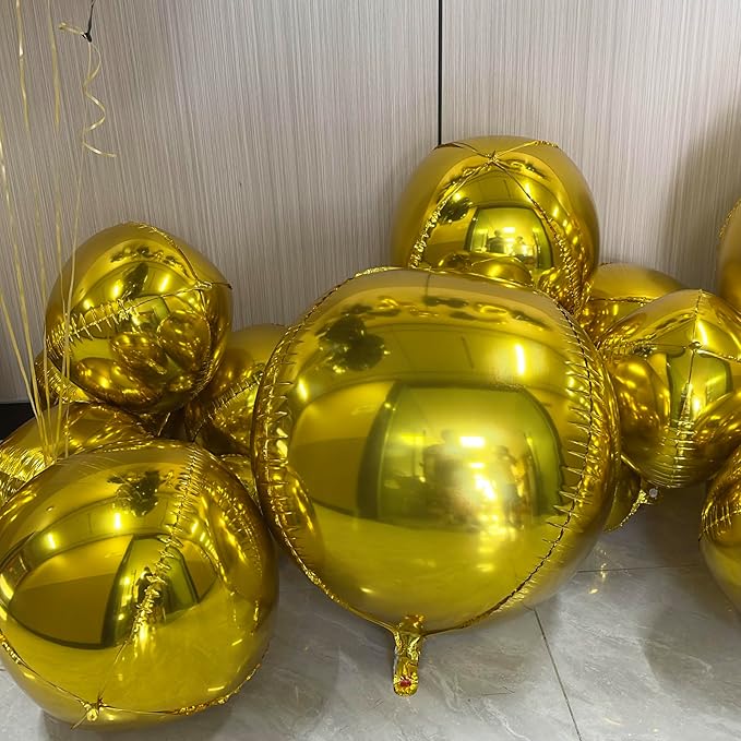 Gold Birthday Decorations with 16pcs Large 4D Foil Balloons in 10-50 Inch + 6pcs 18" Gold Silver Heart Balloons + 16” Happy Birthday Banner for Indoor Outdoor Party Decorations (Gold)