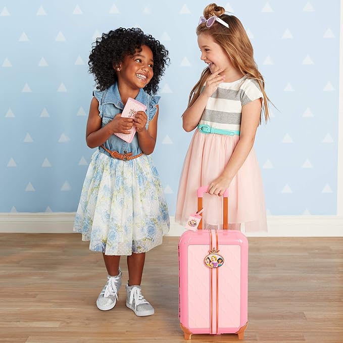Disney Princess Travel Suitcase Play Set for Girls with Luggage Tag by Style Collection, 17 Pretend Play Accessoriespiece Including Travel Passport! for Ages 3+