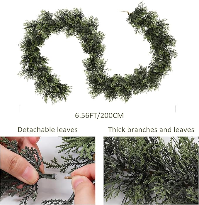 RECUTMS Artificial Garland 1pcs Fake Vines Ivy Greenery Stiff Leaves Plants Table Decor Faux Hanging Plastic Plant for Indoor Outdoor Home Party Wall Mantle (Green H)