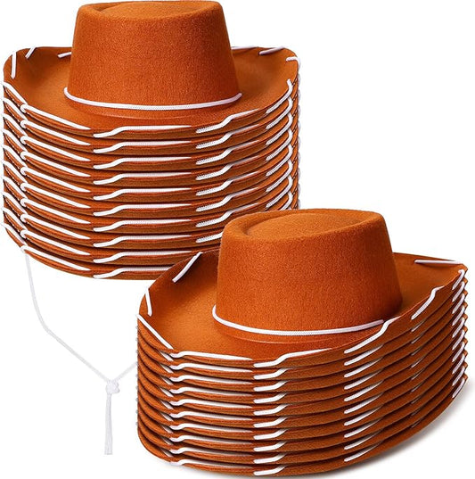 20 Pcs Children's Cowboy Hats Kids Party Cowboy Cowgirl Felt Hats for Western Halloween Birthday Costume(Brown)