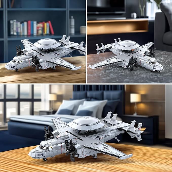 Reobrix E-2 Hawkeye Military Airplane Building Set,Warning Aircraft Fighter Jet Model Kits 33029,Airborne Building Toy for Adults, Boys 14+, Home Decor Gift for Adult, 1126PCS