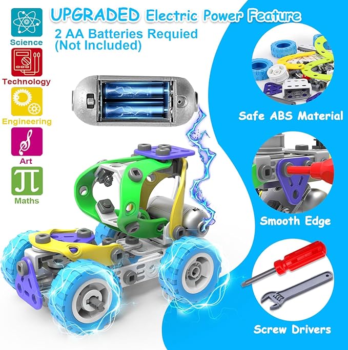 10 in 1 Electric STEM Toys for 5 6 7 8 9+ Year Old Boy Girl Birthday Gifts Educational Building Toys for Kids Ages 4-8 5-7 8-12 Stem Activities Construction Toy for Boys 6-8 8-10 Holiday Idea Gift