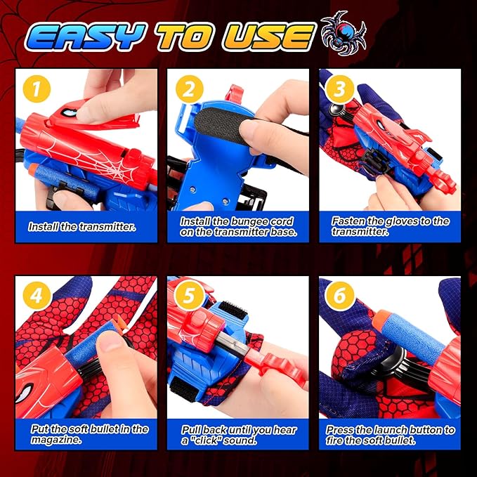 2 Sets Superhero Web Shooters for Kids Age 8-12, Adjustable Wrist Launcher Slinging Toy Set with 40 Darts,Ideal Birthday for Boys & Girls Imaginative Role-Play Costume Accessory
