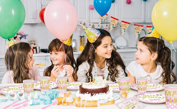 168pcs Pink Mouse Party Supplies Cartoon Mouse Birthday Decorations Paper Plates and Napkins Tableware Set for Girls 1st 2nd 3rd 4th 5th Birthday Party Supplies 24 Guests