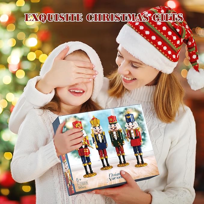 Christmas Nutcracker Building Kits, Xmas Nutcracker King and Soldier Sets, Contains Kings, Drummers, Guards, Swordsmen, Compatible for Lego, Collectible Model (943 PCS)
