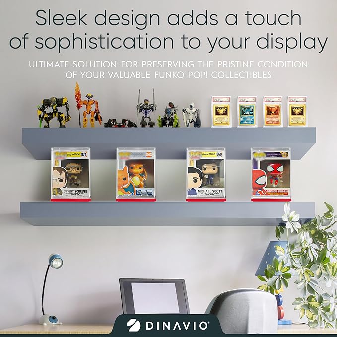 Acrylic Funko Pop Display Case - Sturdy Stackable Design - 4mm Case Compatible with 4'' Vinyl Figures - Red Base