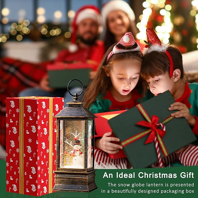 10 "Snow Globe Lights, Creative Vintage Musical Lights USB or Battery Powered, Water Snow Spinning Flashing Christmas Home Decoration and Gifts（ Frosty's Tree Farm）