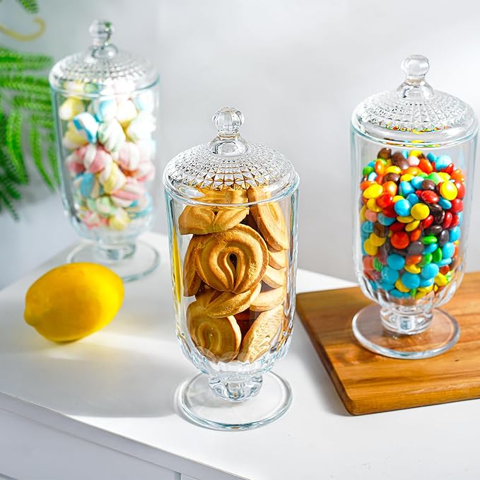 24oz Clear Glass Candy Jar with Lid Glass Cookie Jars Storage Decorative Jars for DIY Projects,Candy Buffet,Shower Favors