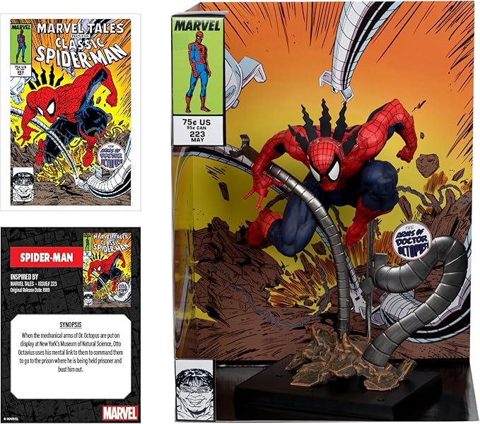 McFarlane Toys- Marvel Spider-Man 1:6th Scale Collectible with Scene & Comic (Marvel Tales #223)