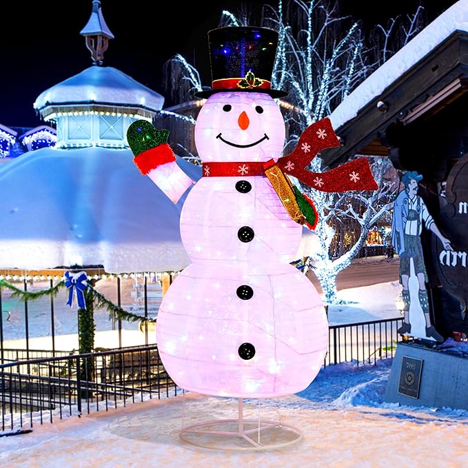 Tangkula 6 FT Lighted Christmas Snowman, Christmas Snowman Decoration with 180 Colorful LED Lights, Remote Control, 8 Lighting Modes & 4 Brightness, Indoor Outdoor Xmas Holiday Decor for Party Yard