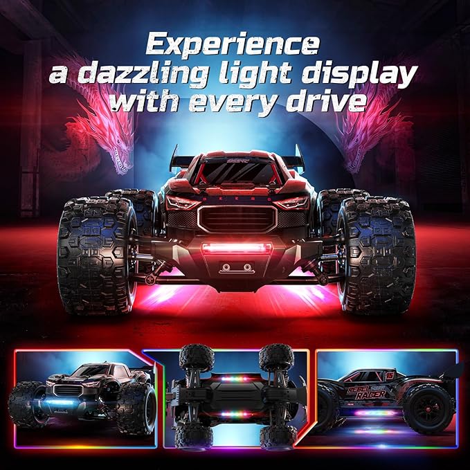 DEERC 1:14 Fast Brushless RC Car for Adults, Max 46+ mph Off-Road Truck, 2 * 3S Lipo 4WD Waterproof, High Speed Remote Control Car, All Terrain RC Truggy for Snow, Sand & Mud