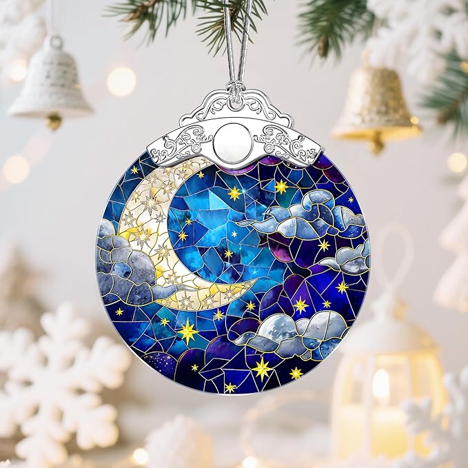 Night Sky Christmas Ornaments: Christmas Tree Ornaments, Holiday Decor for Star and Moon Lover, Stocking Stuffers, Gift Ideas, Xmas Gifts & Gifts for Art Lover