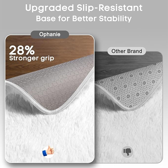 Ophanie 6x9 White Rugs for Living Room, Large Fluffy Shag Fuzzy Plush Soft Living Room Area Rugs, Floor Shaggy Carpets for Bedroom, Carpet for Kids Boys Girls Dorm Nursery Home Decor Aesthetic