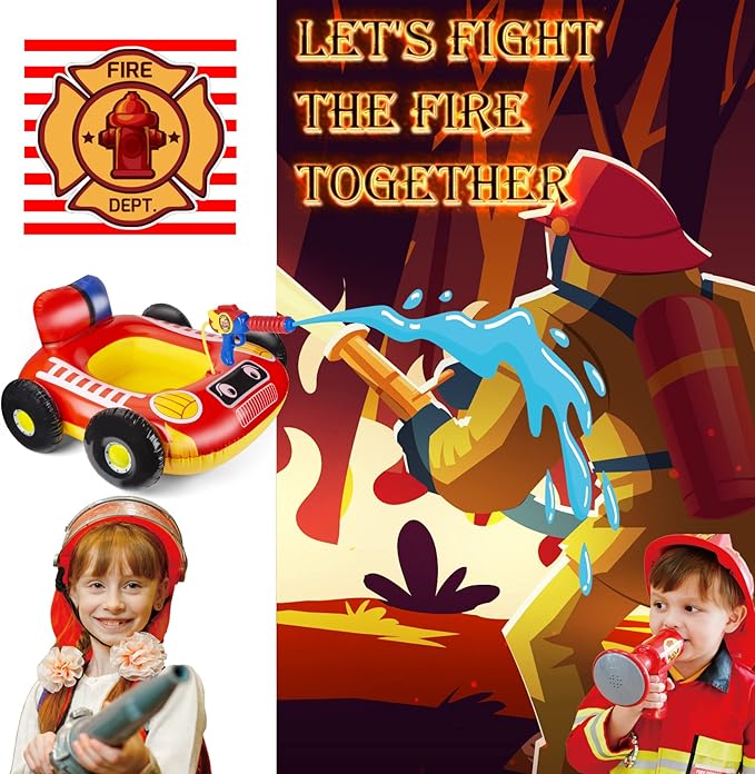 Kids Pool Floats with Water Gun, Pool Toys for Kids Ages 4-8, Fire Truck Toddler Floats for Pool, Pool Inflatables for Boys Girls and Children