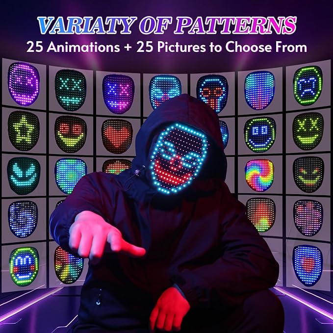 QAQ LED Mask Light Up Mask with Gesture Sensing, Cool Stuff Toys Gifts for Boys Girls, Cool Toys Gifts for Halloween Costumes Christmas Birthday Party