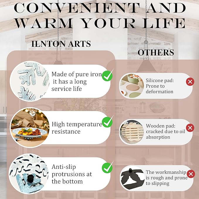 2 Pack Snowflake Metal Trivets, Heat Resistant Cast Iron Trivet, Decorative Christmas Trivets for Holiday & Christmas Decorations for Kitchen