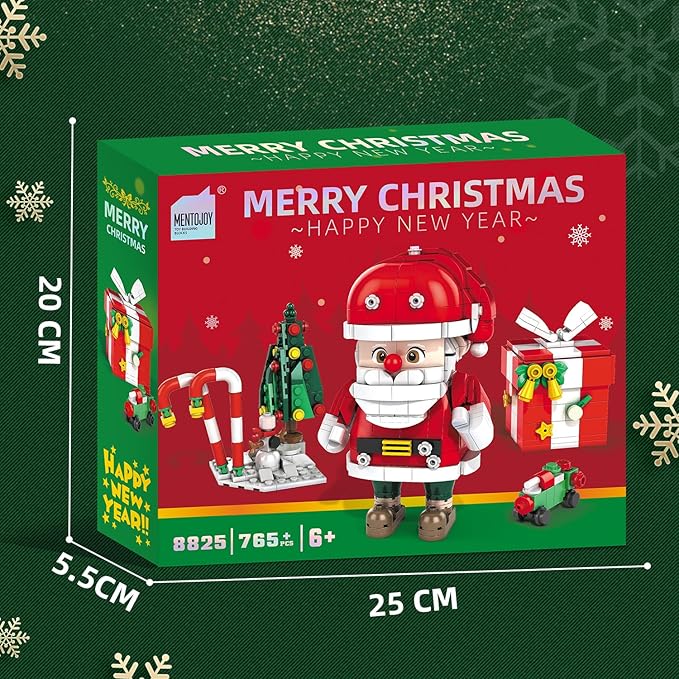 Christmas Building Blocks Set, 750 Piece Santa Claus Building Block Set with Christmas Tree and Gift Box, Santa's Gift Train Building Sets for Kids Ages 6-12, Holiday Building Toys for Boys Girls