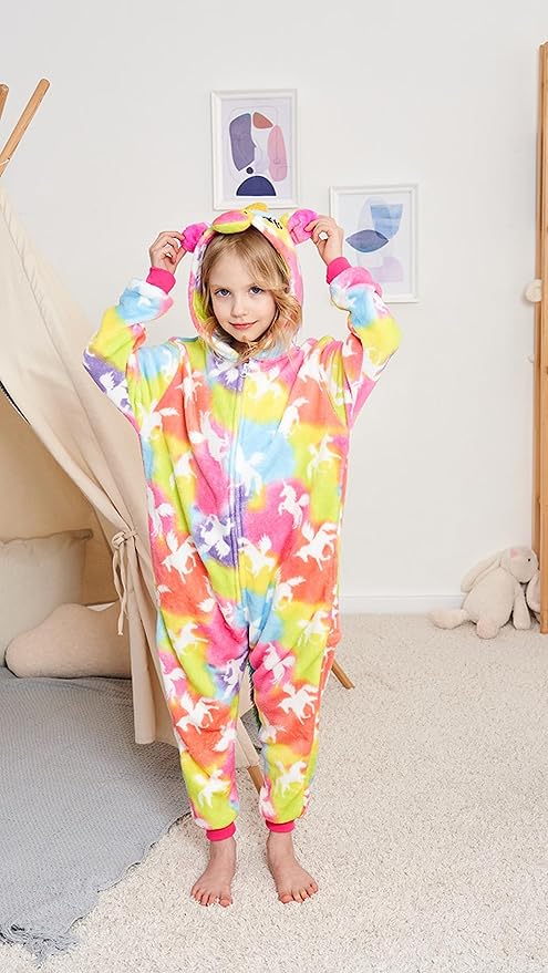 Kids Unicorn Onesie Pajamas One-Piece Cosplay Costume Animal Sleepwear Girls And Boys