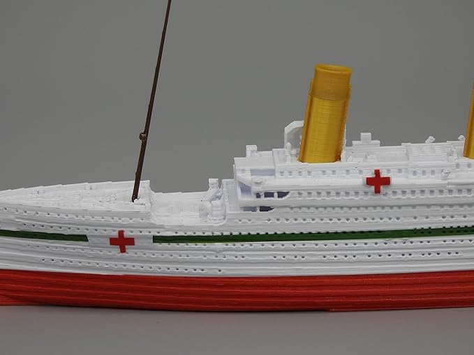 12" Prebuilt Display Model Ship (HMHS Britannic 1ft Model with Sea Mines (3pc) (includes Masts))