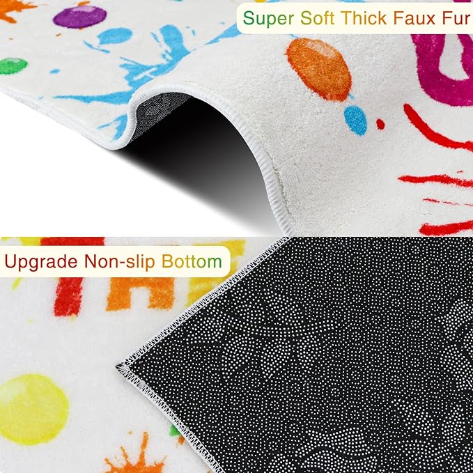 Colorful Kids Rug, Washable Area Rug for Kids Bedroom, Non-Slip Play Mat Ultra Soft Thick Indoor Plush Rugs for Playroom Classroom Nursery Decor (78.7 X 59 INCH)