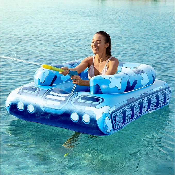 Inflatable Tank Pool Floats Adults - Jasonwell Kids Pool Floaties Swimming Pool Tank with Water Cannon Gun Swim Floaty Rafts Lake Beach Party Pool Toys for Boys Girls Kids Adults