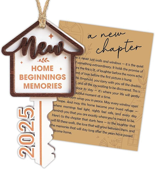 New Home Key Christmas Ornaments 2025, House Warming Gifts New Home for Couple Newhouse Owners, Home Beginning Memories Ornament, New House Gift Ideas for Women Men, Holiday Tree Hanging Ornaments