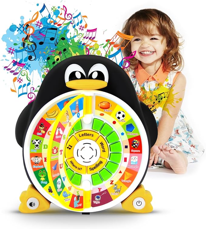 Penguin Power ABC Learning & Educational Toys for Preschoolers - Preschool Activities to Learn ABCs, Words, Spelling, Shapes, Quiz & Songs - Learning Toys for 3+ Year Olds Boys and Girls