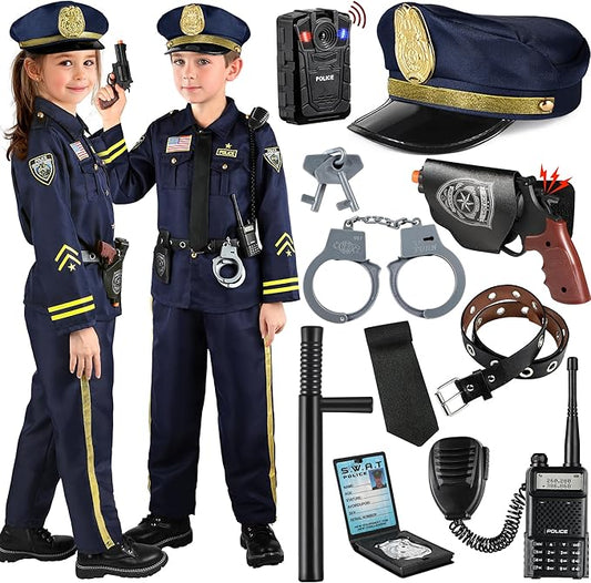 GIFTINBOX Police Costume for Kids With Accessories - Officer Costume for Boys Girls, Halloween Costumes