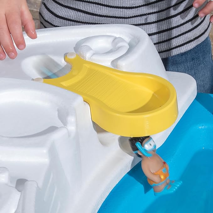 Step2 Fiesta Cruise Sand & Water Table with Umbrella, Kids Activity Sensory Playset, Summer Outdoor Toys, 10 Piece Water Toy Accessories, for Toddlers 2+ Years Old