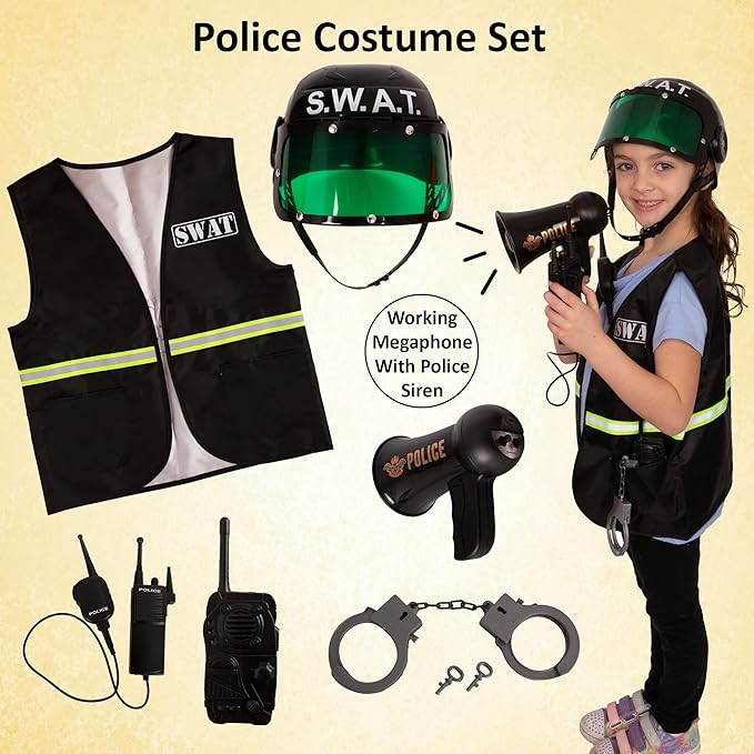 Tigerdoe Construction Costume for Kids - Construction Hat and Costume Vest - Dress Up Accessories for Children (3 Costume Sets - Construction, Swat and Fireman Costume)