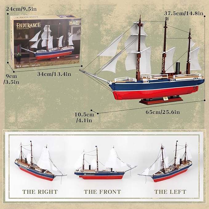 1686PCS Exploration Ship Mini Building Blocks Toys(Large Size and Not Compatible with Lego Size),Innovative Architecture Collectible Endurance Model Ship Building Set, Great Gift for 6+