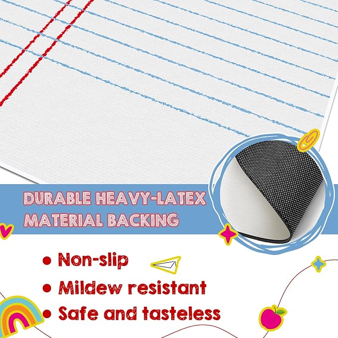 5 x 7.6 ft Large Classroom Rug Elementary Educational Area Rug Kids Room Children Classroom Carpet Playroom Learning Square Line Book Design School Decor Seating Carpet