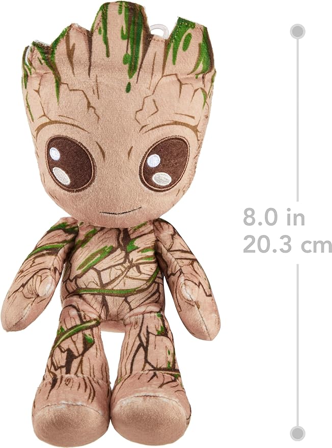 Marvel Plush Character Figure, 8-inch Groot Super Hero Soft Doll, Collectible Toy Gift for Kids & Fans Ages 3 Years Old & Up