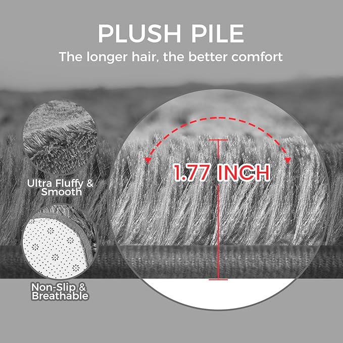 5X8 Ultra Soft Rug for Living Room, Fluffy Shag Area Rug for Bedroom, Modern Shaggy Carpets Fuzzy Rug for Teens Dorm Nursery Home Decor Aesthetic, Upgrade Anti-Skid Durable, Grey