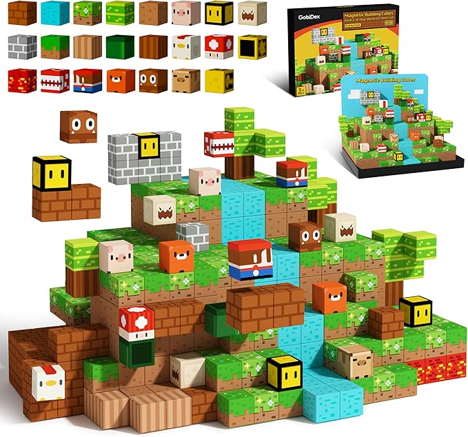 GobiDex Magnetic Blocks Kids Building Toys for Boys Girls 3+, Game-Based Build MagWonder with Magnet Construction Toys, Upgraded STEM Sensory Gift for Birthday (1 inch)