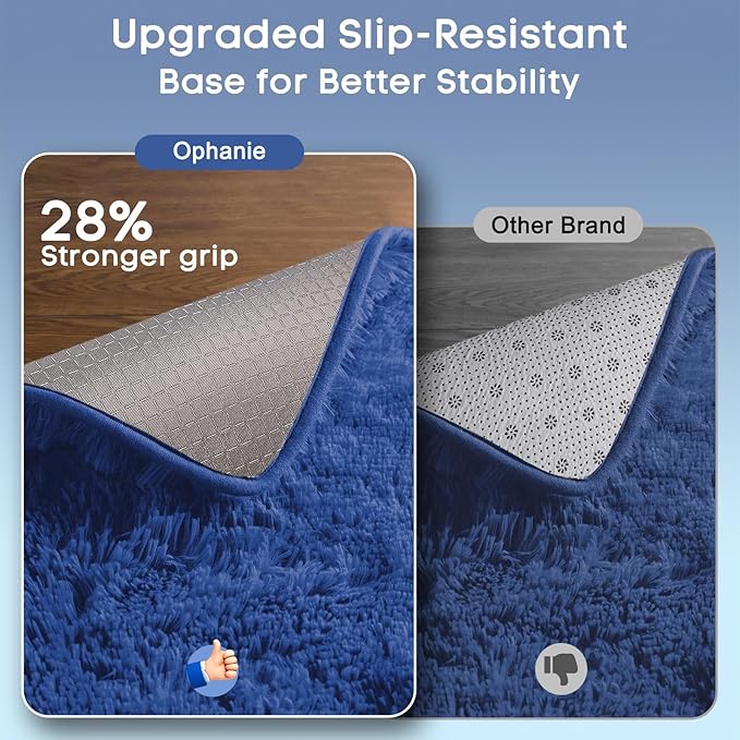 Ophanie 5x8 Blue Rugs for Living Room, Kids Nursery Rug Aesthetic, Playroom Navy Area Rugs for Boys Girls Teen Home Decor, Fluffy Fuzzy Soft Plush Shaggy Bedside Floor Bedroom Carpet for Teen