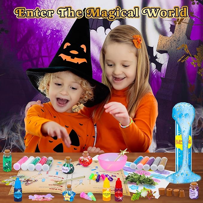 Fairy Magic Potions Kit for Kids, with DIY Magical House, 26 Mixed Magic Wizard Potion Bottles, Mystery Potions Craft Kit, Christmas Decorations Birthday Gifts for Age 6 7 8 9 10+ Year Old Girls Boys
