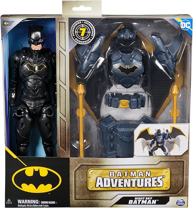Batman Adventures, 12-inch Night Sky Batman Action Figure with Expandable Wings, Kids Toys for Boys and Girls Age 3 and Up