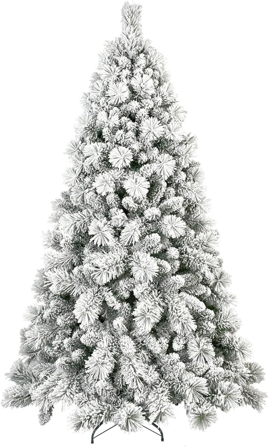 Flocked Christmas Tree 7ft, Christmas Tree -Full Christmas-Trees Snow Xmas Trees