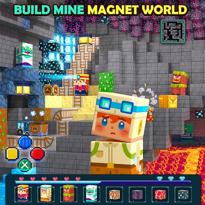 Soyee Magnetic Blocks 150 PCS Building Toys for Ages 4-8 9-12 3-5 Forest & Mine Theme Magnet Building Cubes STEM Sensory Toys for Kids for Boys & Girls