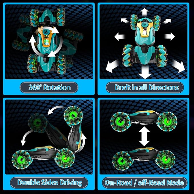 Gesture Sensing RC Stunt Car,Remote Control Car Toys for Ages 5-7-13,with Lights Music Spray,4WD 360° Spins All Terrains Kids Toys RC Cars,3-6 Year Old Boy Birthday Gift & 3-12 Best Gift for Kids