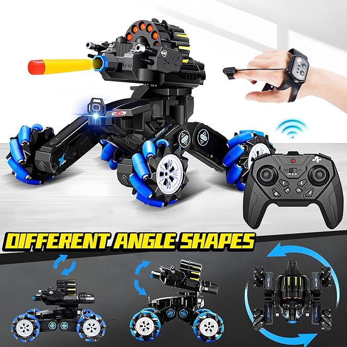 RC Tank That Shoots Gesture Sensing RC Tank, 2.4GHz Battle Soft Bullets Hand Control Car Drift Remote Control Trucks for Boys & Girls 8-12, Remote Control Tank with Light Music