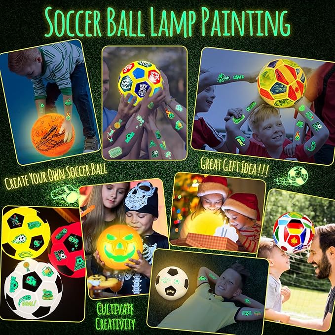 Paint Your Own Soccer Ball Lamp Kit, Soccer Gifts 3D Night Light, Art Supplies Creativity Arts and Crafts for Kids Ages 8-12, Birthday Christmas Gifts for Boys Girls Ages 3 4 5 6 7 8 9 10 11 12+