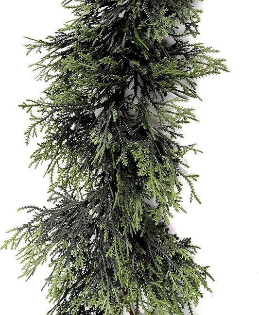 RECUTMS Artificial Garland 1pcs Fake Vines Ivy Greenery Stiff Leaves Plants Table Decor Faux Hanging Plastic Plant for Indoor Outdoor Home Party Wall Mantle (Green H)