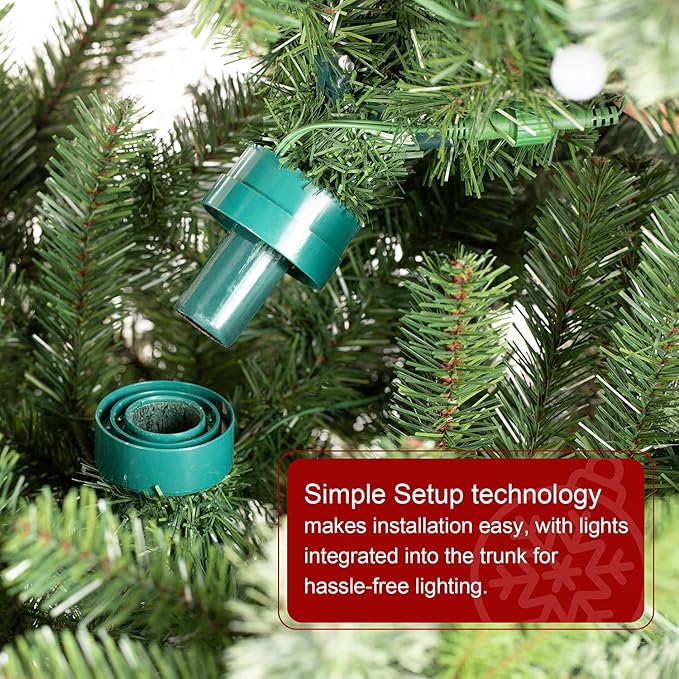 Glitzhome Artificial Christmas Tree, 11ft Prelit Hinged Holiday Tree Majestic Evergreen Fir Xmas Tree with 3200 Warm White/Multi-color Horse Race LED Lights, 9 Function w/Foot Pedal and Remote Control