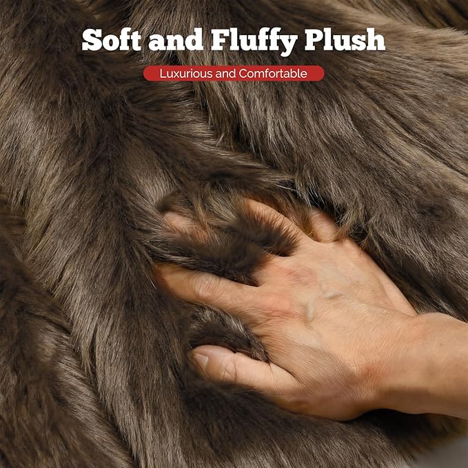 iMucci 48inch Christmas Tree Skirt Wool Fur Brown Tree Skirt Small Tree Skirts Brown Trees Skirt Holiday Party Decoration