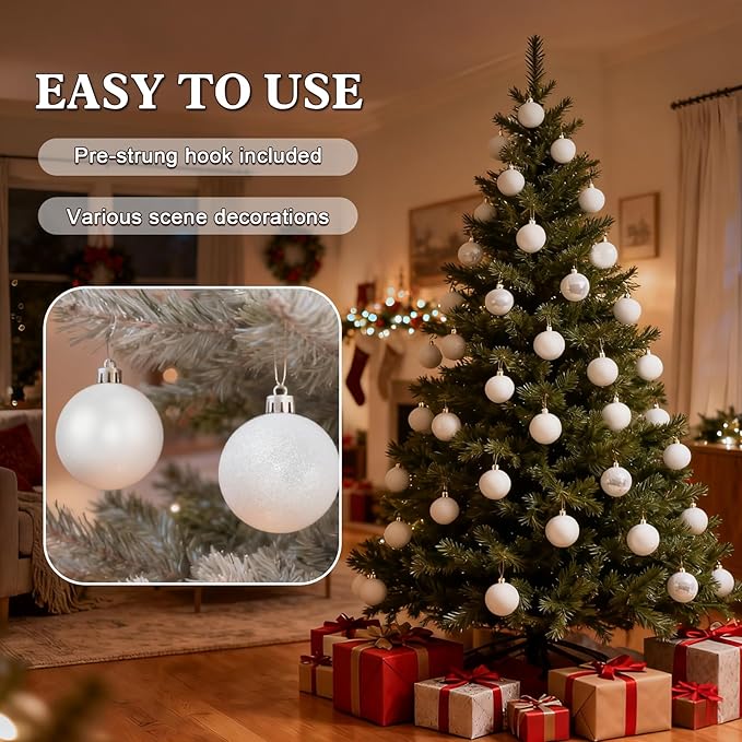 2.36" Christmas Balls Christmas Tree Ornaments Shatterproof Plastic Holiday Ornament Festival Hanging Ball Holiday Decorations Set of 24pcs